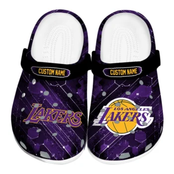 Los Angeles Lakers Clogs - Personalized Circuit Geometry Purple Black