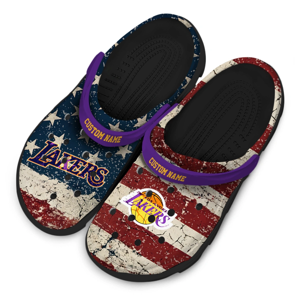 los-angeles-lakers-clog-personalized-distressed-stripes-purple-red-blue-latest-model.webp
