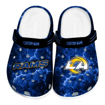 Los Angeles Rams Clogs - Custom Cracked Energy Blue Black