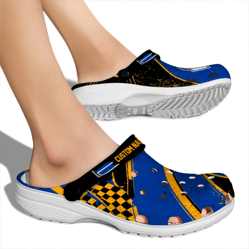 los-angeles-rams-clog-customized-checkered-streaks-blue-black-fashion-forward.webp