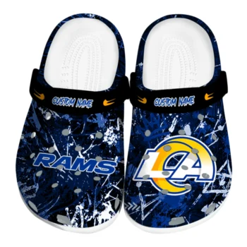 Los Angeles Rams Clogs - Customized Graffiti Burst Blue Black