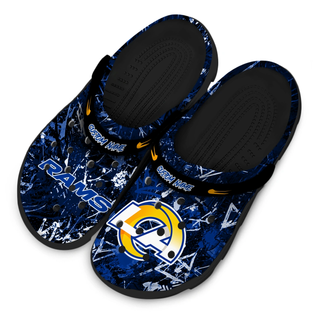 los-angeles-rams-clog-customized-graffiti-burst-blue-black-latest-model.webp