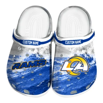 Los Angeles Rams Clogs - Customized Wave Swirl Blue White