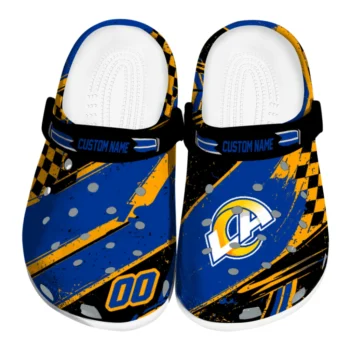 Los Angeles Rams Clogs - Customized Checkered Streaks Blue Black