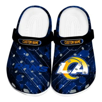 Los Angeles Rams Clogs - Personalized Circuit Geometry Blue Black