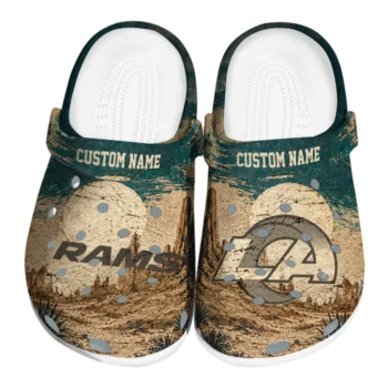 Los Angeles Rams Clogs - Personalized Cracked Landscape Fir Green Beige
