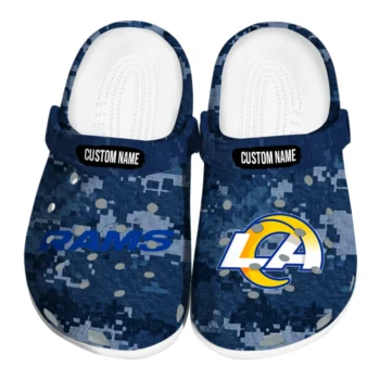 Los Angeles Rams Clogs - Personalized Digital Camo Blue
