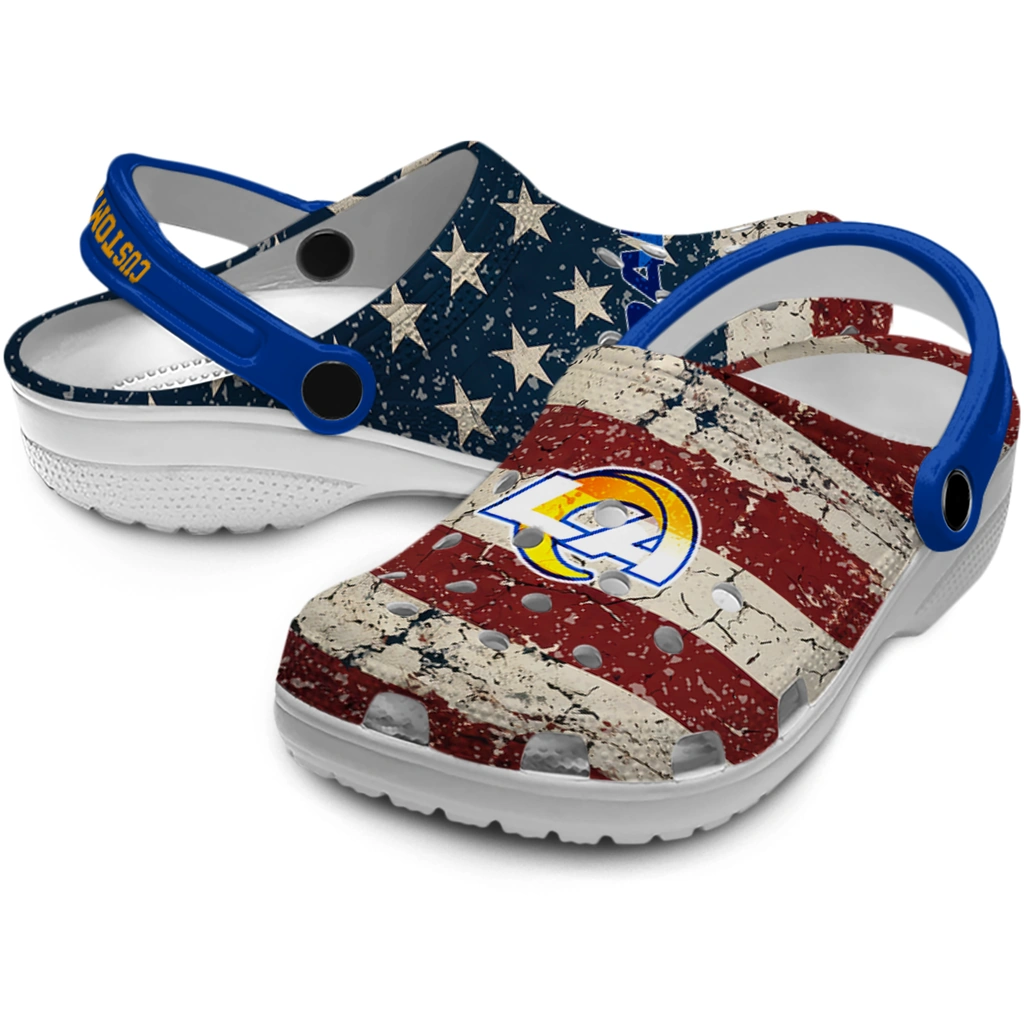 los-angeles-rams-clog-personalized-distressed-stripes-blue-red-blue-high-quality.webp