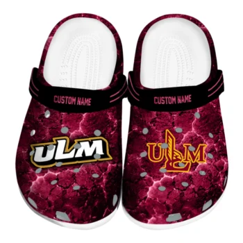 Louisiana-Monroe Warhawks Clogs - Custom Cracked Energy Red Black