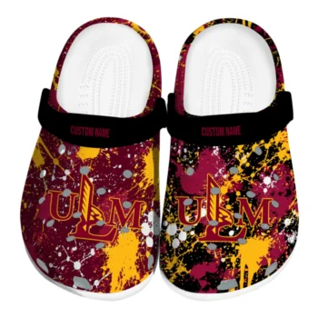 Louisiana-Monroe Warhawks Clogs - Custom Splatter Splash Red Black