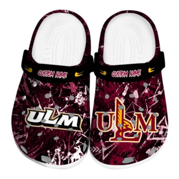 Louisiana-Monroe Warhawks Clogs - Customized Graffiti Burst Red Black