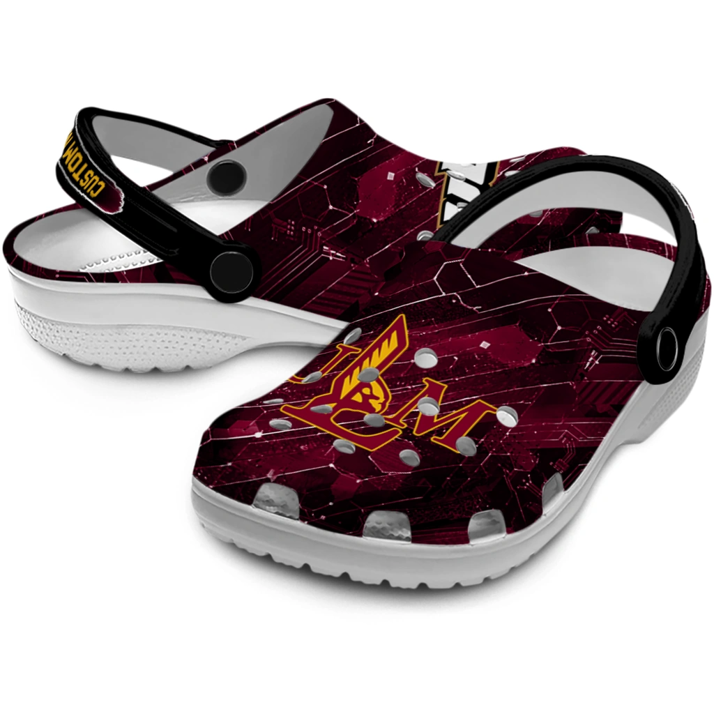 louisiana-monroe-warhawks-clog-personalized-circuit-geometry-red-black-high-quality.webp
