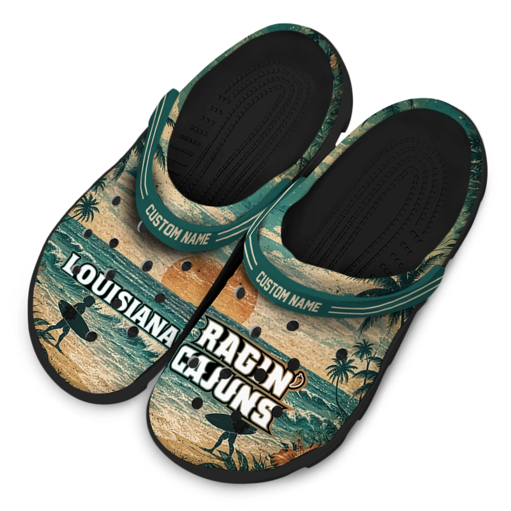 louisiana-ragin-cajuns-clog-custom-wave-scene-fir-green-latest-model.webp