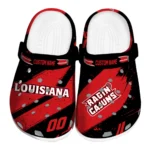 Louisiana Ragin Cajuns Clogs - Personalized Circuit Geometry Red Black 1 Louisiana Ragin Cajuns Clogs – Personalized Circuit Geometry Red Black 1