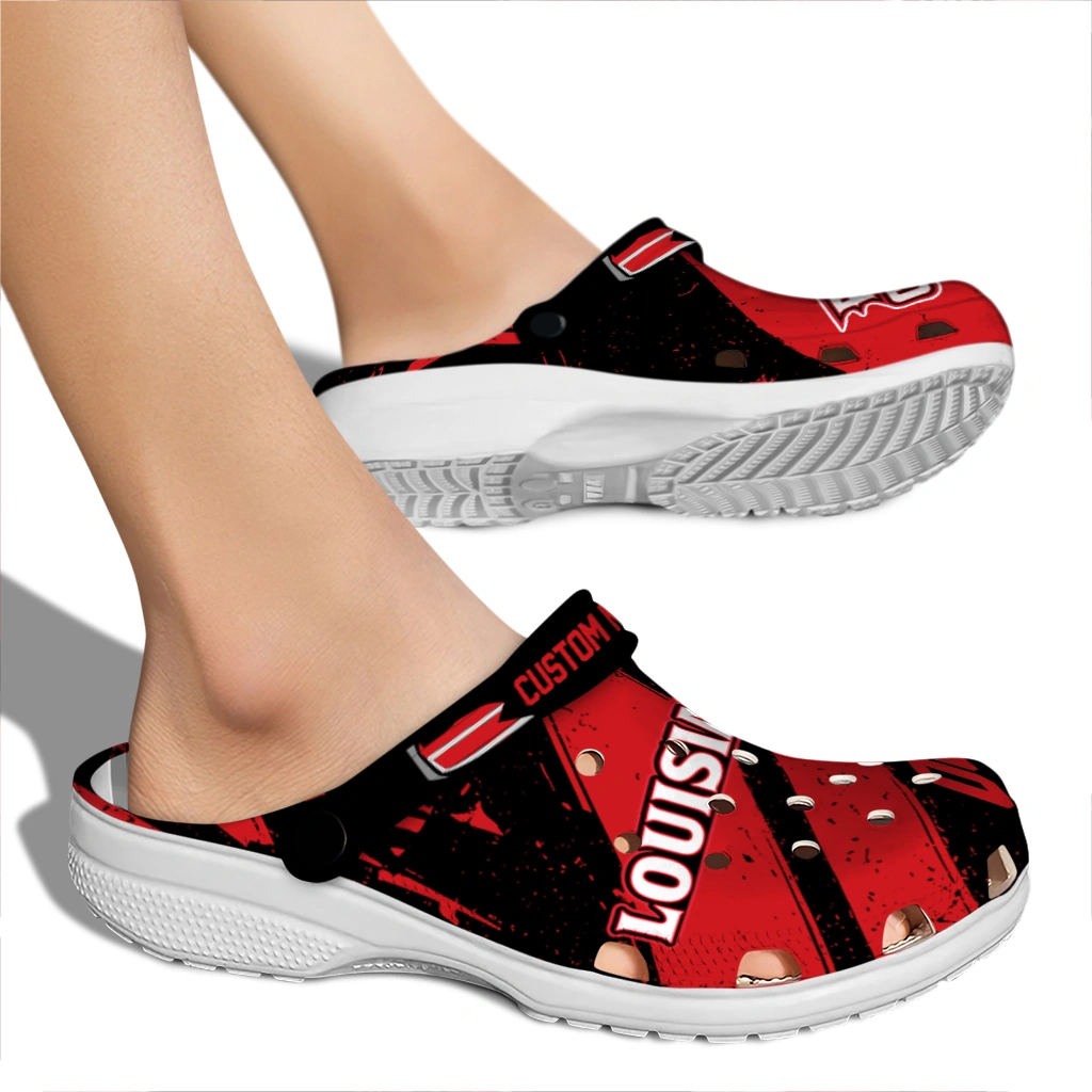 Louisiana Ragin Cajuns Clogs - Personalized Circuit Geometry Red Black 2