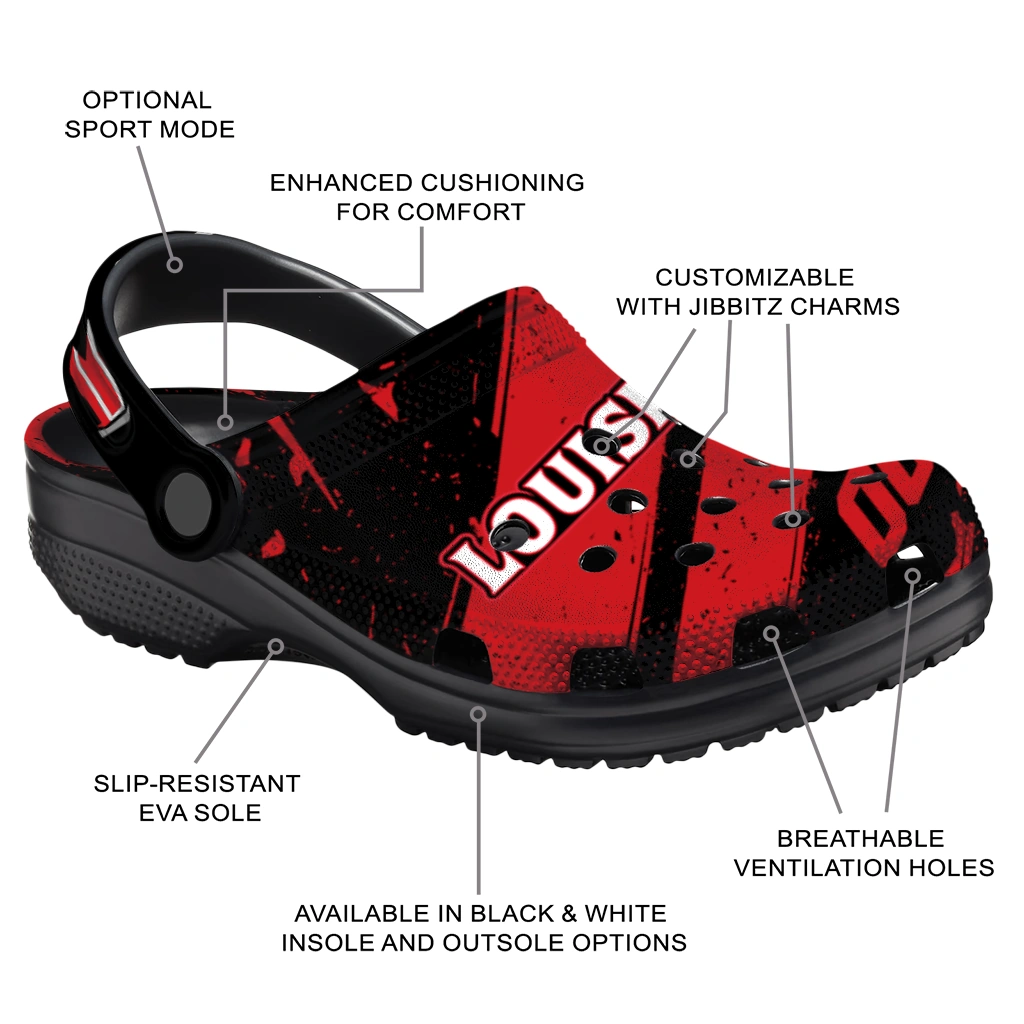 Louisiana Ragin Cajuns Clogs - Personalized Circuit Geometry Red Black 5