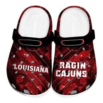 Louisiana Ragin Cajuns Clogs - Personalized Circuit Geometry Red Black