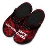 louisiana-ragin-cajuns-clog-personalized-circuit-geometry-red-black-best-selling.webp