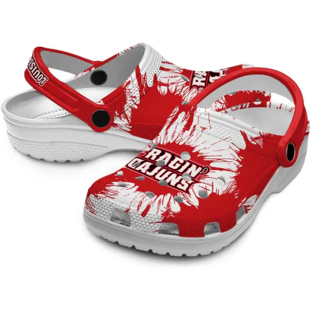 Louisiana Ragin Cajuns Clogs Splatter Graphics High Quality Louisiana Ragin Cajuns Clogs Splatter Graphics High Quality
