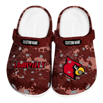 Louisville Cardinals Clogs - Custom Digital Camo Red