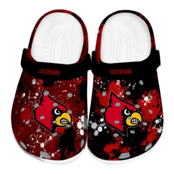 Louisville Cardinals Clogs - Customized Splatter Splash Red Black