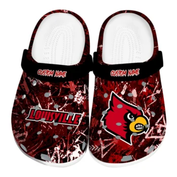 Louisville Cardinals Clogs - Personalized Graffiti Burst Red Black