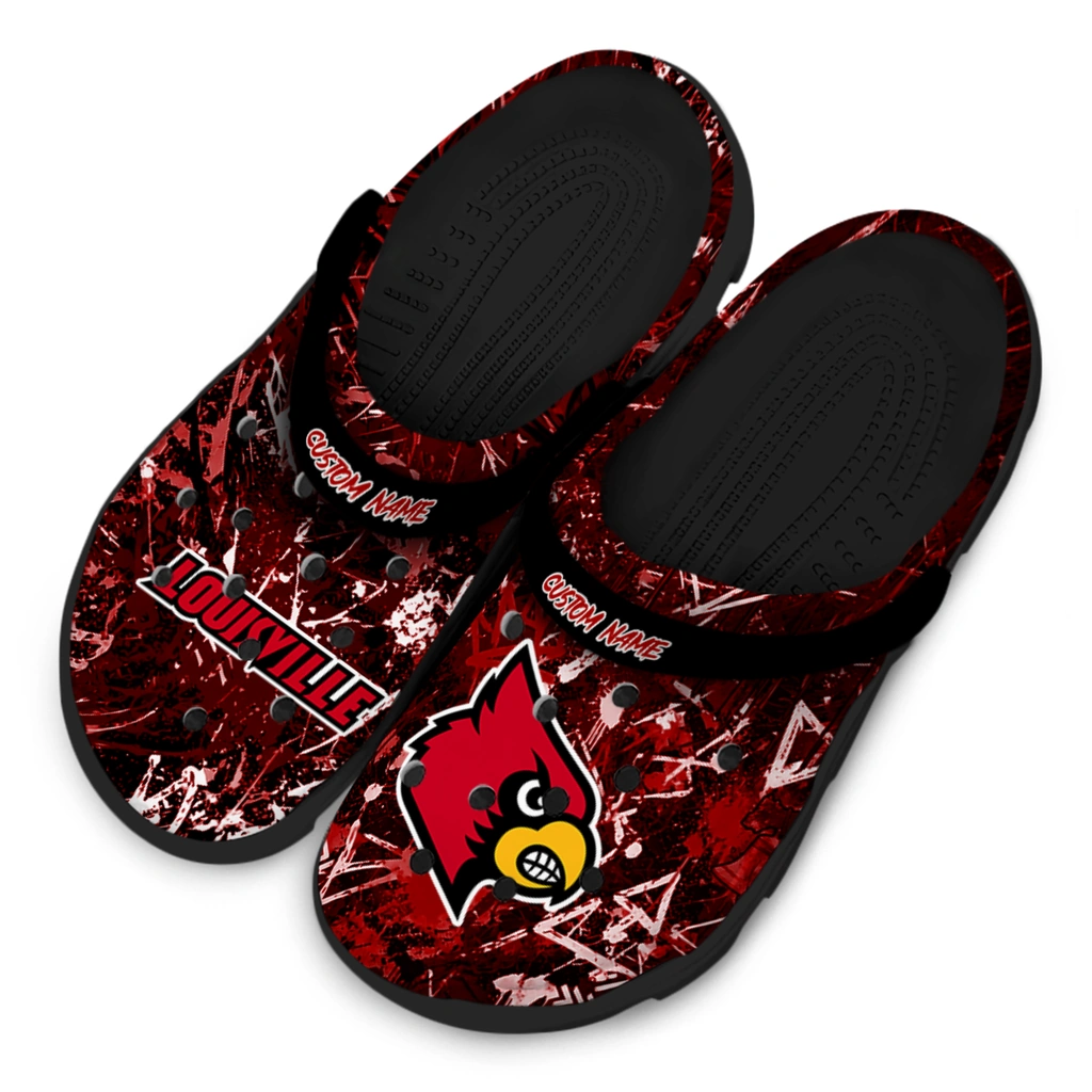 louisville-cardinals-clog-personalized-graffiti-burst-red-black-latest-model.webp