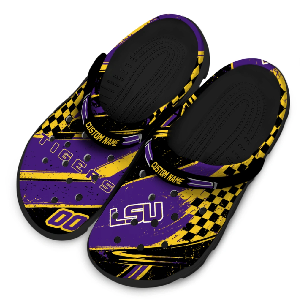 lsu-tigers-clog-custom-checkered-streaks-purple-black-latest-model.webp