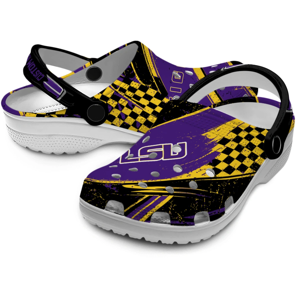 LSU Tigers Clogs - Customized Circuit Geometry Purple Black 3