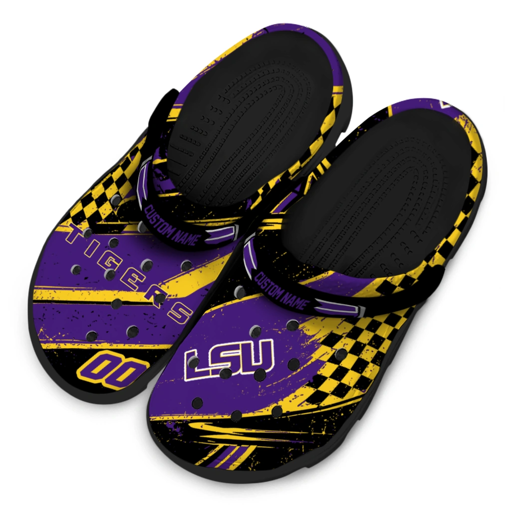 LSU Tigers Clogs - Customized Circuit Geometry Purple Black 4