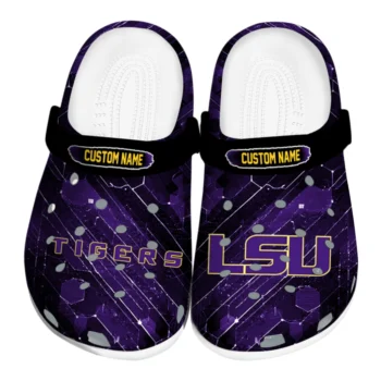 LSU Tigers Clogs - Customized Circuit Geometry Purple Black