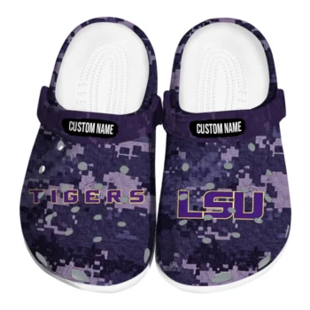 LSU Tigers Clogs - Customized Digital Camo Purple