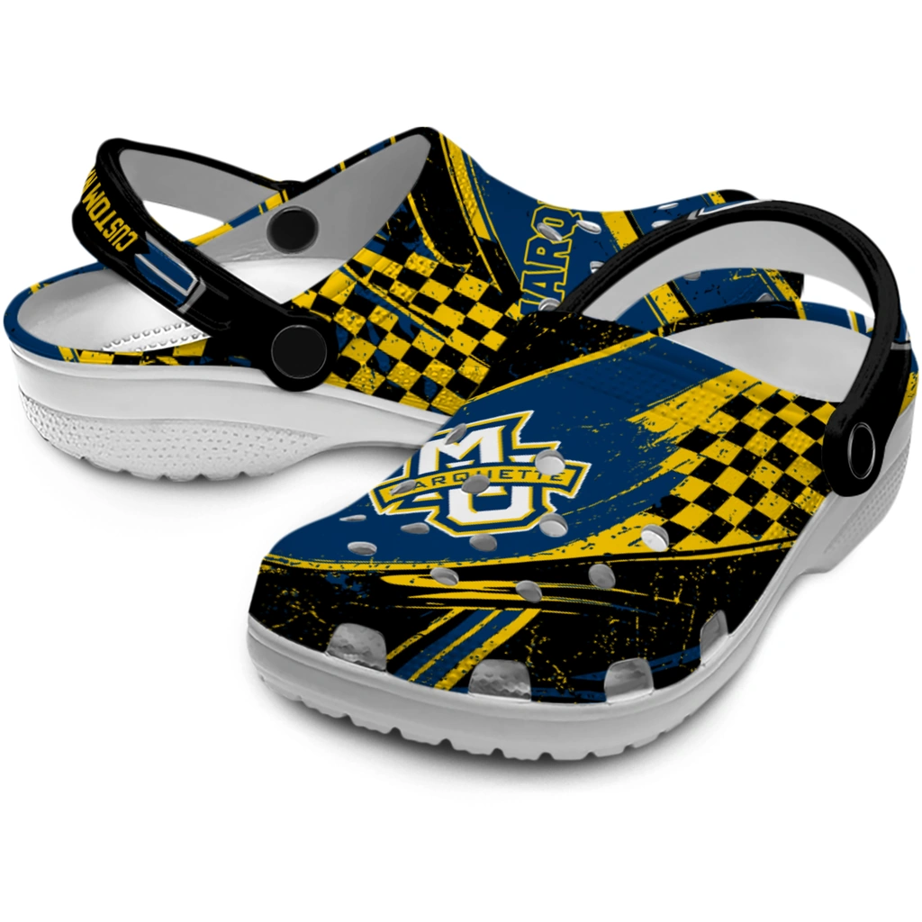 marquette-golden-eagles-clog-custom-checkered-streaks-blue-black-high-quality.webp