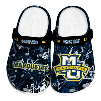 Marquette Golden Eagles Clogs - Custom Graffiti Burst Blue Black