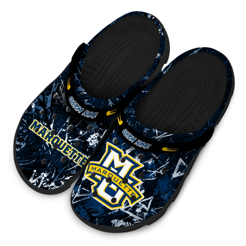 marquette-golden-eagles-clog-custom-graffiti-burst-blue-black-latest-model.webp