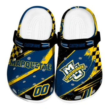 Marquette Golden Eagles Clogs - Customized Circuit Geometry Blue Black