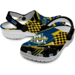 Marquette Golden Eagles Clogs – Custom Checkered Streaks Blue Black 1