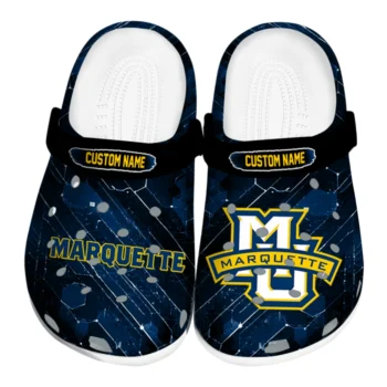 Marquette Golden Eagles Clogs - Customized Circuit Geometry Blue Black