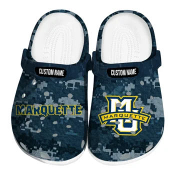 Marquette Golden Eagles Clogs - Customized Digital Camo Blue