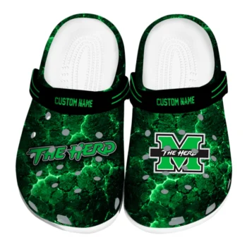 Marshall Thundering Herd Clogs - Custom Cracked Energy Green Black