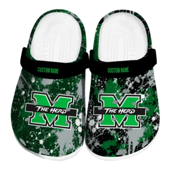 Marshall Thundering Herd Clogs - Custom Splatter Splash Green Black
