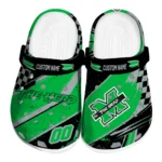 Marshall Thundering Herd Clogs - Customized Checkered Streaks Green Black 1 marshall-thundering-herd-clog-customized-checkered-streaks-green-black-best-selling.webp