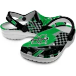 marshall-thundering-herd-clog-customized-checkered-streaks-green-black-best-selling.webp
