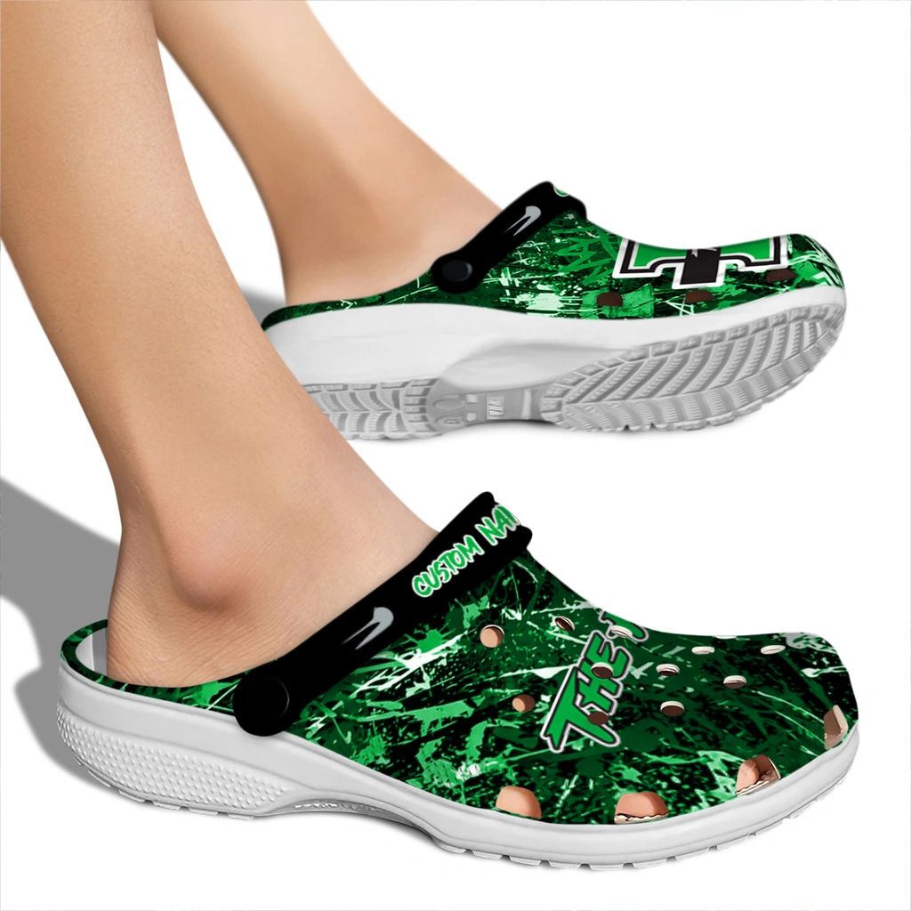 marshall-thundering-herd-clog-customized-graffiti-burst-green-black-fashion-forward.webp