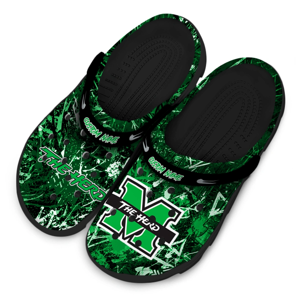 marshall-thundering-herd-clog-customized-graffiti-burst-green-black-latest-model.webp