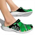 Marshall Thundering Herd Clogs – Customized Checkered Streaks Green Black 1