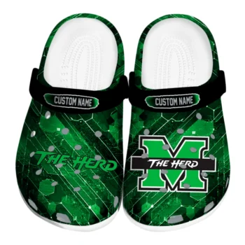 Marshall Thundering Herd Clogs - Personalized Circuit Geometry Green Black