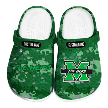 Marshall Thundering Herd Clogs - Personalized Digital Camo Green