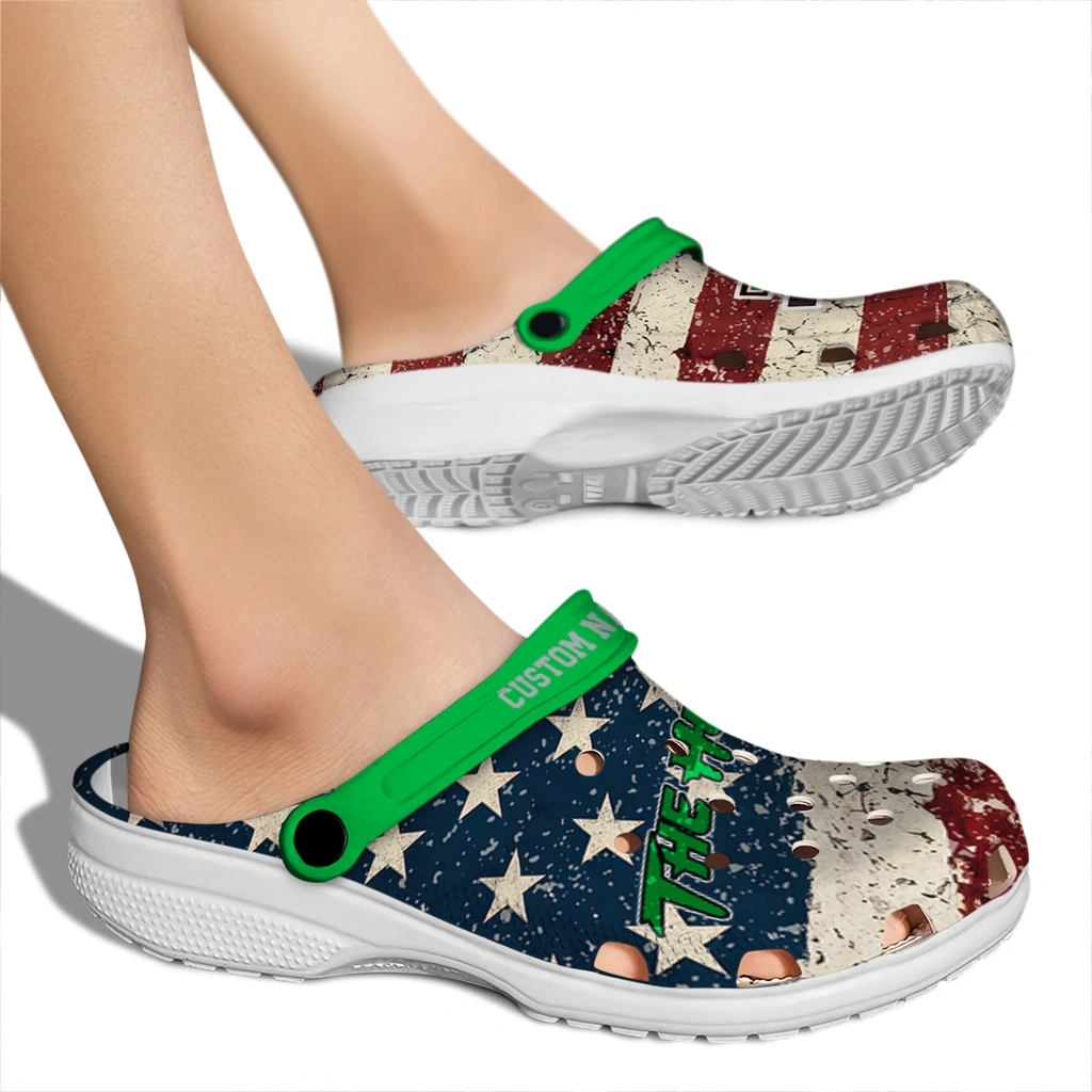 marshall-thundering-herd-clog-personalized-distressed-stripes-green-red-blue-fashion-forward.webp