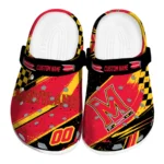 Maryland Terrapins Clogs – Personalized Checkered Streaks Red Black 1